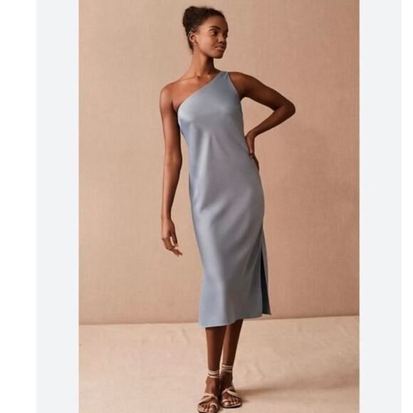 BHLDN Dresses & Skirts - NEW BHLDN Audrie Dusty Blue Satin Midi Dress Sized
10 MSRP $188